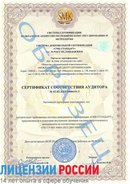 Образец сертификата соответствия аудитора №ST.RU.EXP.00006191-3 Дивногорск Сертификат ISO 50001